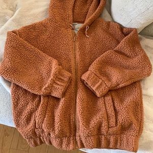 Aerie Teddy Sherpa Fleece Zippered Hoodie